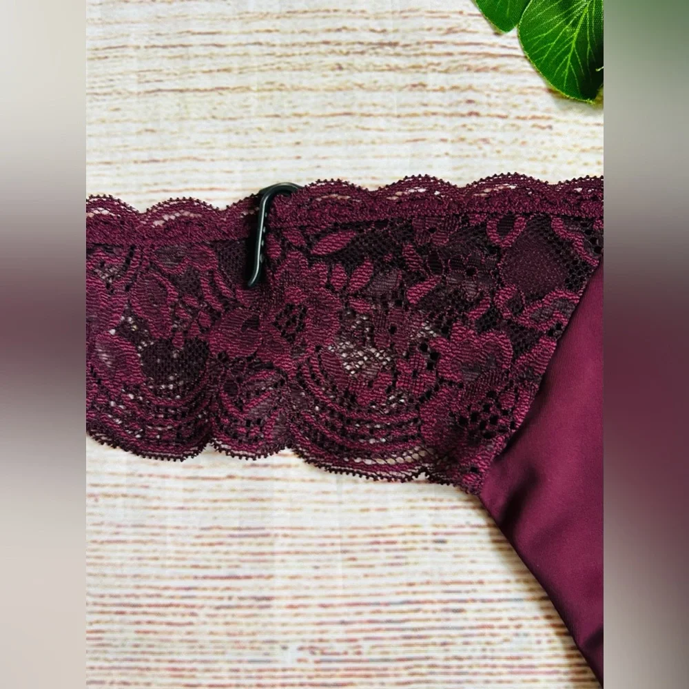 Joyspun Women’s Burgundy Lace Thong Underwear Size L NWOT - Picture 4 of 5